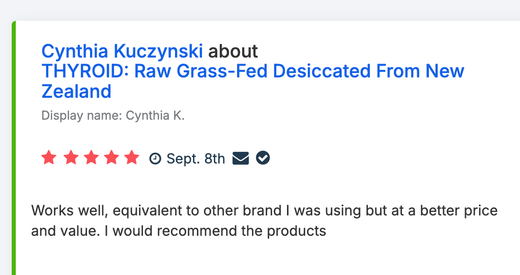 THYROID: Raw Grass-Fed Desiccated From New Zealand