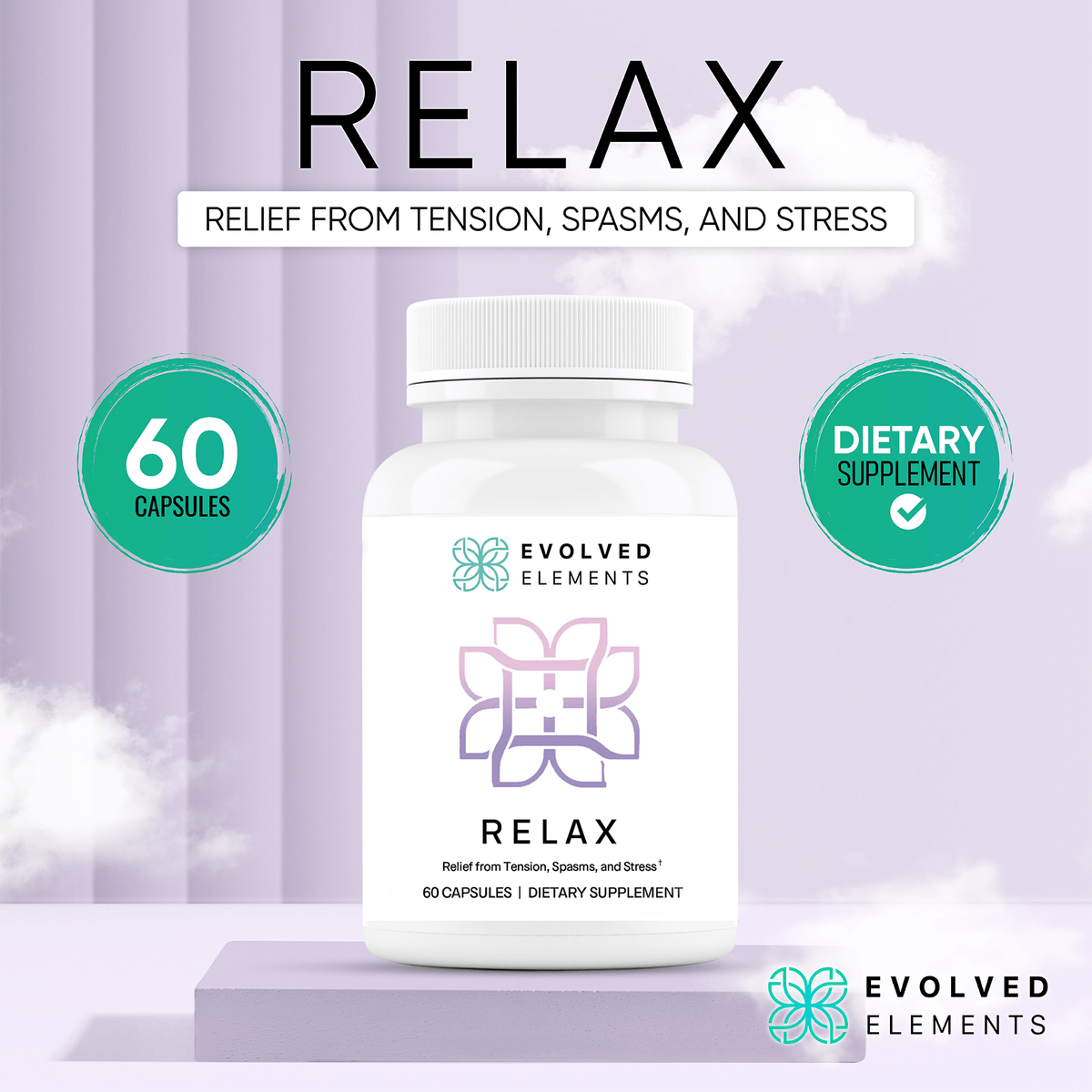 Relax | Natural Menstrual & Muscle Relief with Magnesium, Passion Flower, and Valerian Root – Eases Cramps and Promotes Calmness | 60 Capsules