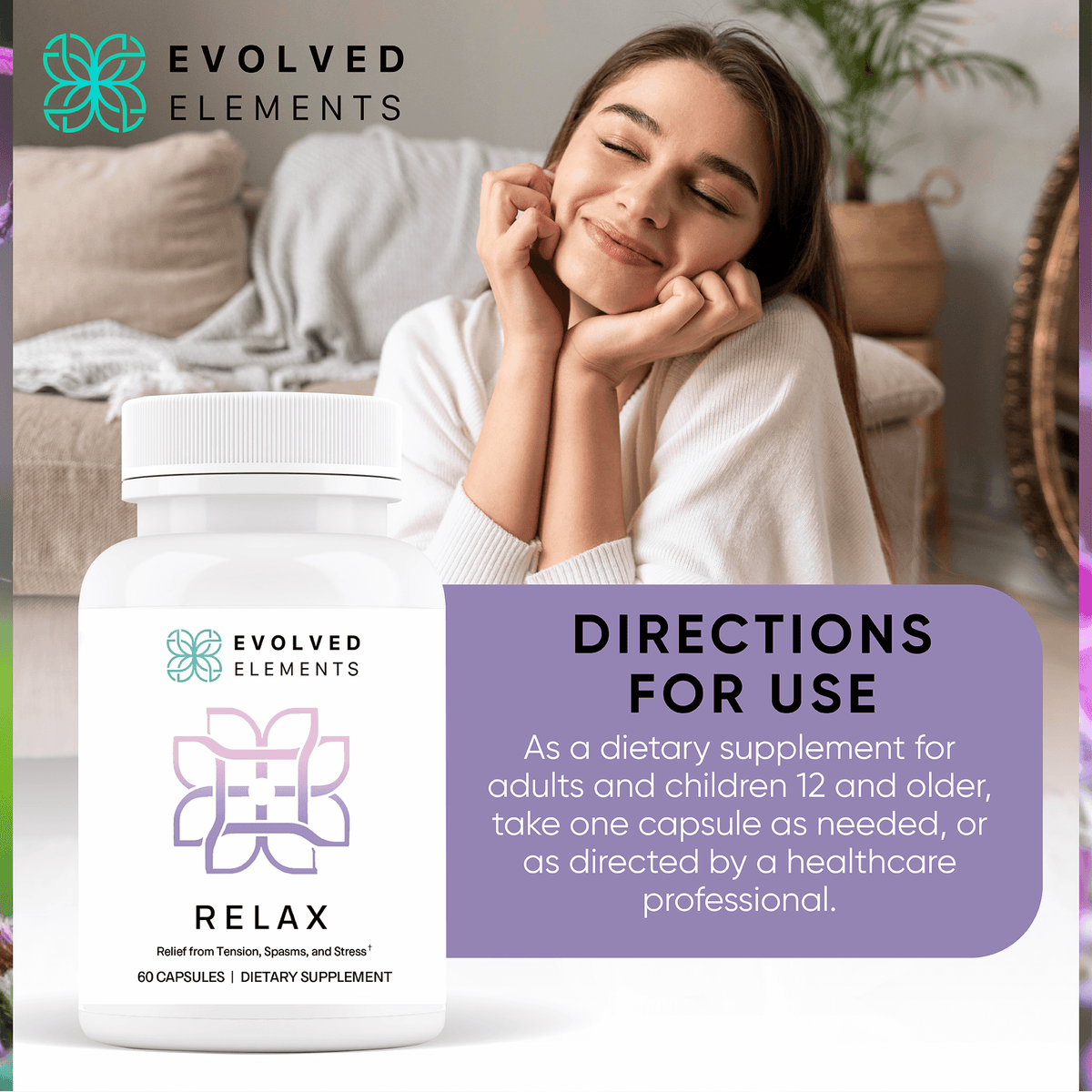 Relax | Natural Menstrual & Muscle Relief with Magnesium, Passion Flower, and Valerian Root – Eases Cramps and Promotes Calmness | 60 Capsules