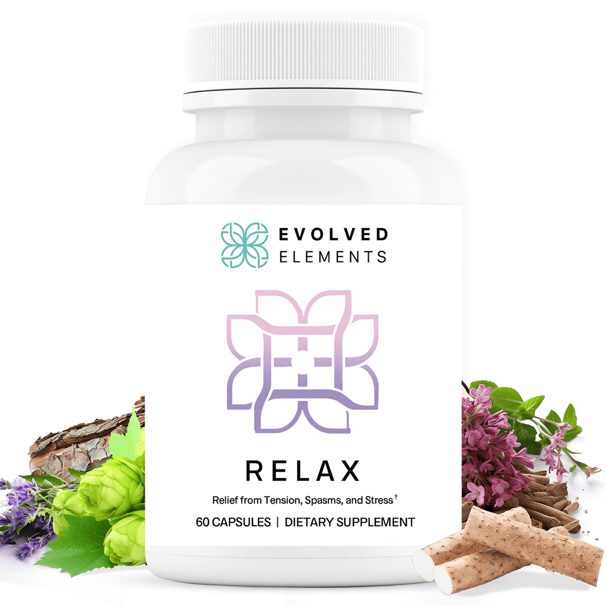Relax | Natural Menstrual & Muscle Relief with Magnesium, Passion Flower, and Valerian Root – Eases Cramps and Promotes Calmness | 60 Capsules